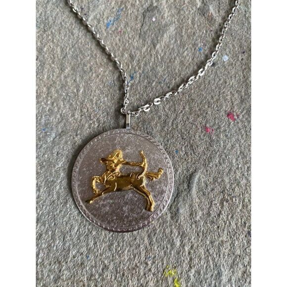 Vintage Necklace Sagittarius GF On Sterling Silver Centaur Astrology Pendant - Picture 13 of 16